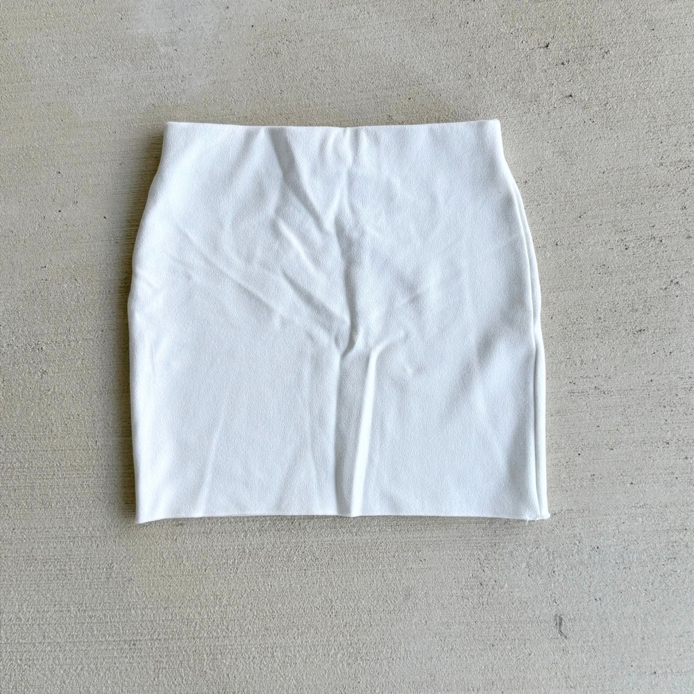 Zara White Knit Bodycon Mini Skirt Women's Size S Small High Waisted